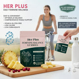 Her Plus Nutrition etiqueta nutricional mostrando ingredientes clave y transparencia