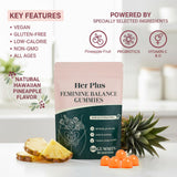 Her Plus Nutrition frasco abierto con gominolas visibles, facilita la dosificación