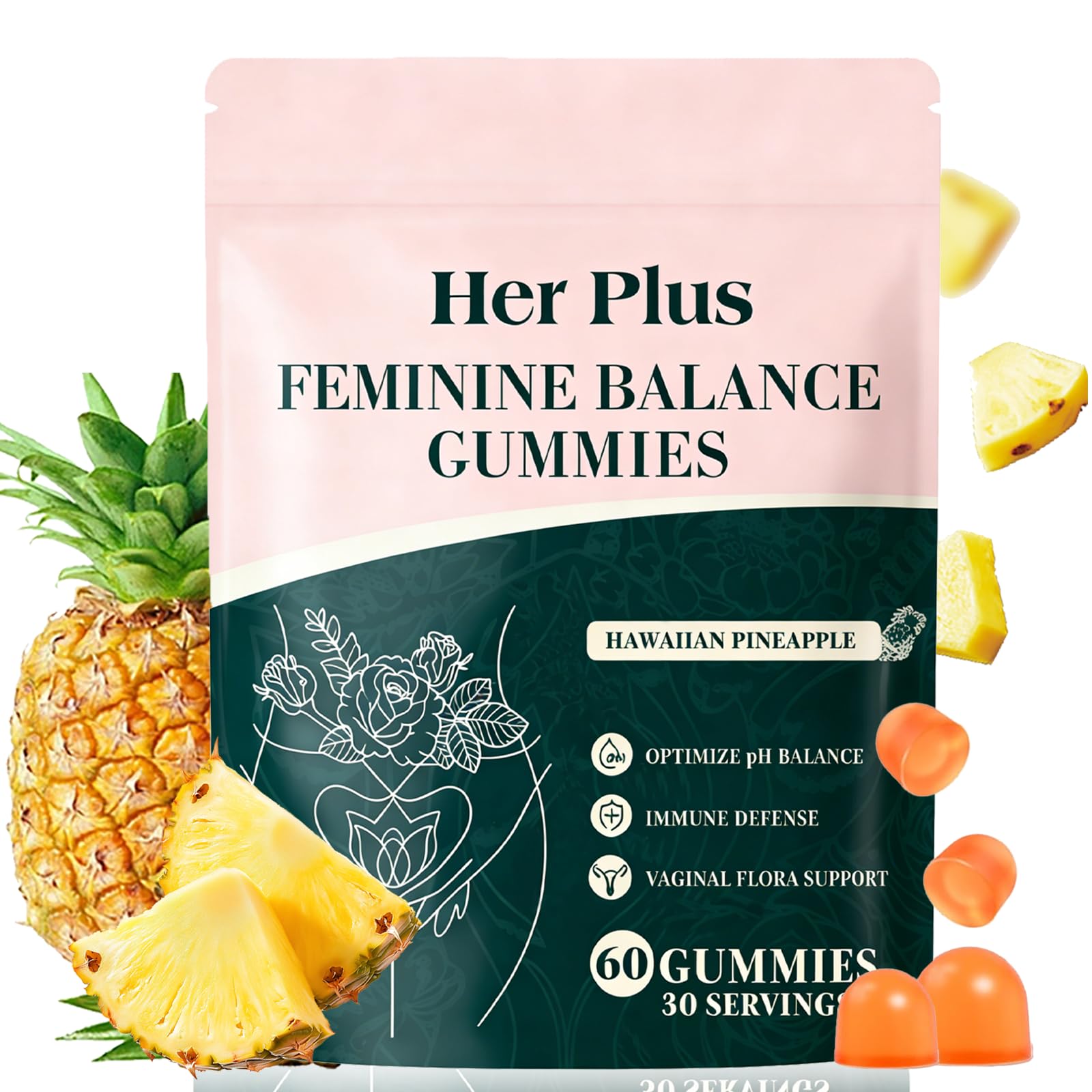 Her Plus Nutrition frasco frontal mostrando diseño y facilidad de transporte
