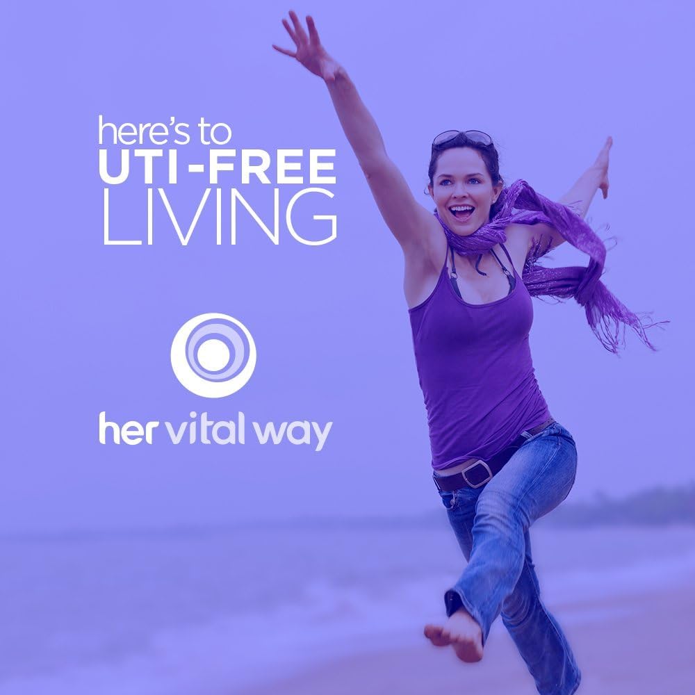 her vital way frasco junto a monedas para mostrar suministro de dos meses