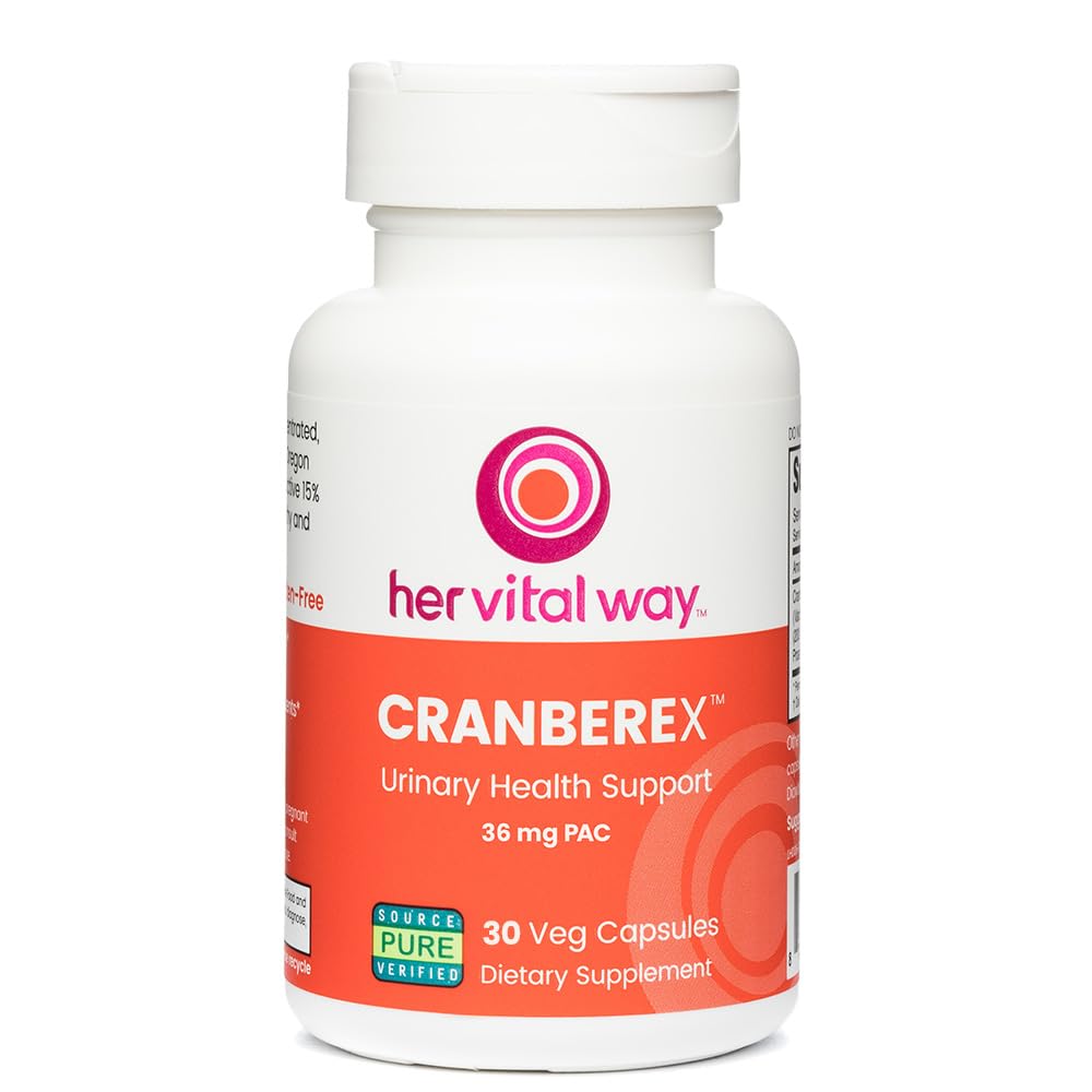 her vital way Cranberex vista frontal del envase mostrando dosis y beneficios