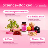 HerAuré ingredientes naturales maca y ashwagandha sugiriendo energía