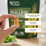Herb & Heal primeros planos de gordolobo, quercetina y bromelina naturales