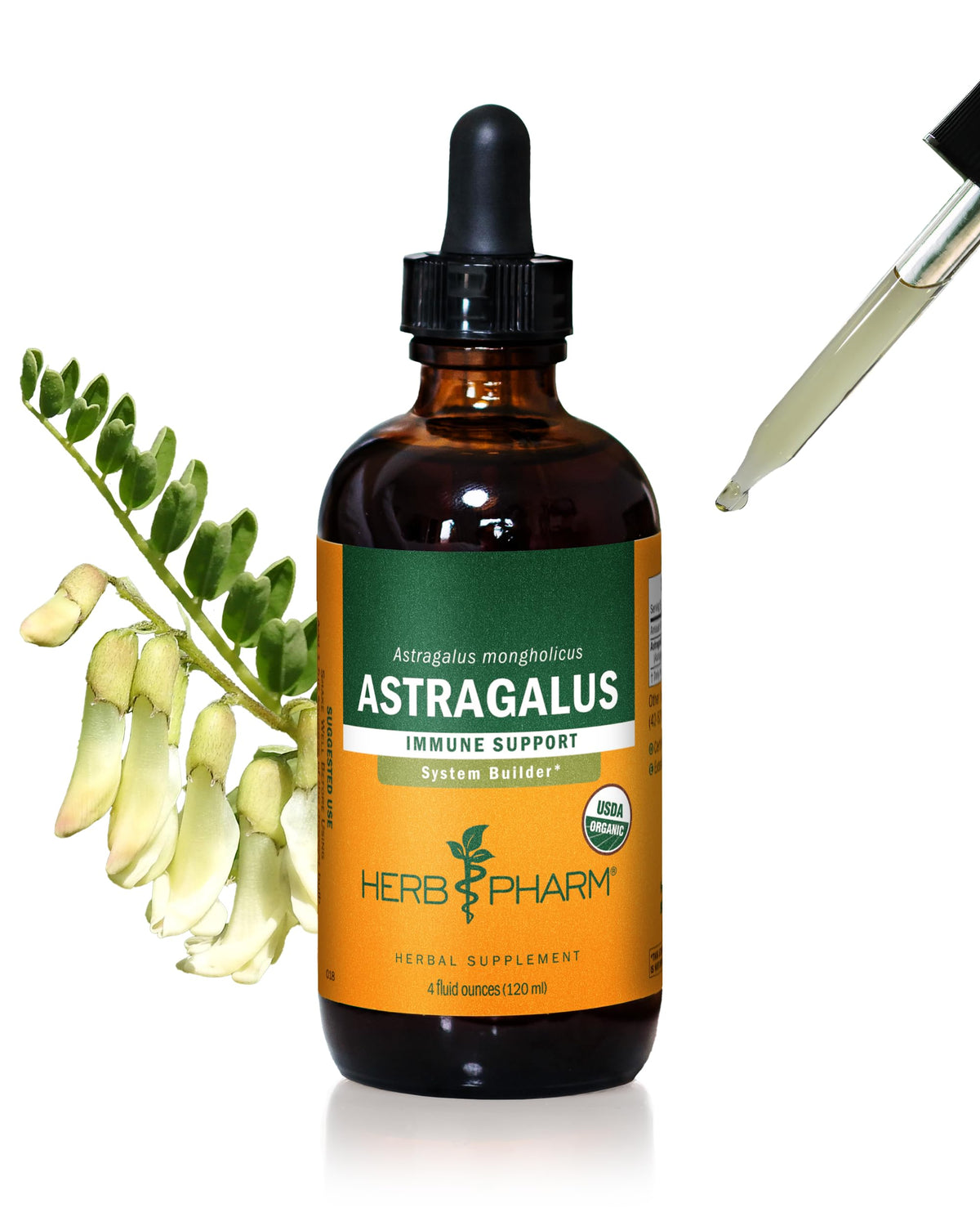Herb Pharm frasco frontal del extracto mostrando etiqueta y beneficios