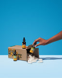 Herb Pharm en escena de estilo de vida con bebida herbal preparada