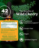 Herb Pharm detalle de etiqueta Wild Cherry con información orgánica