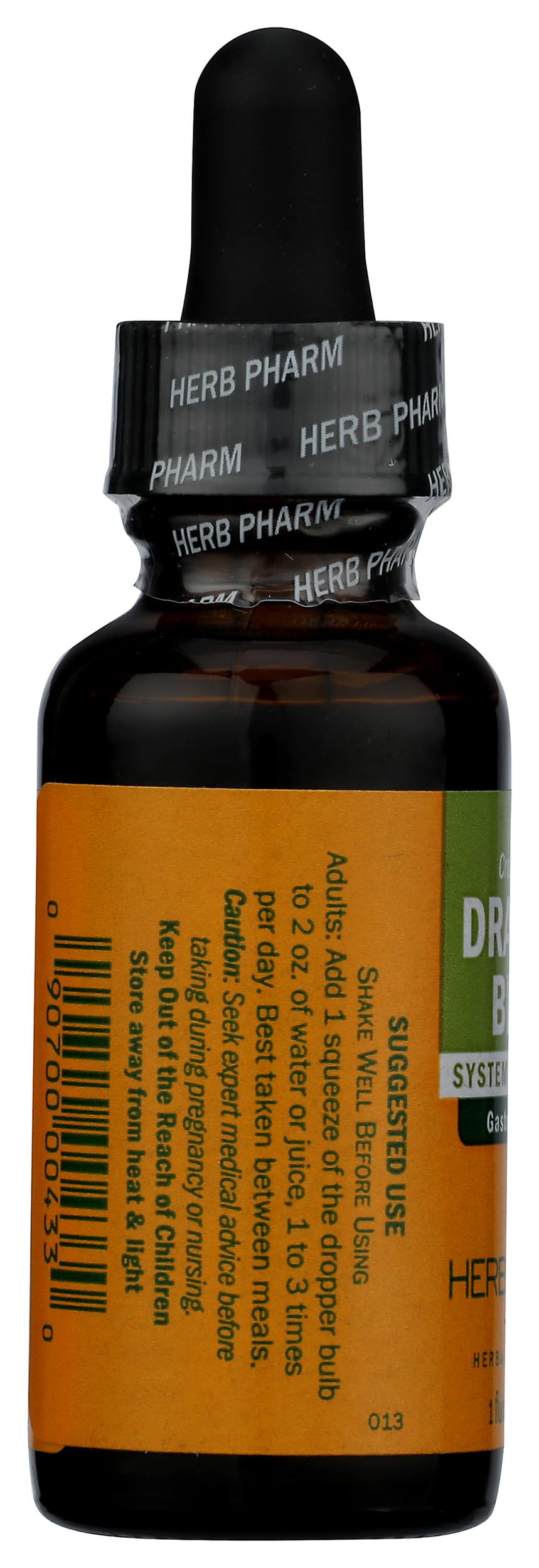 Herb Pharm frasco en mano para comparar escala y dosificación