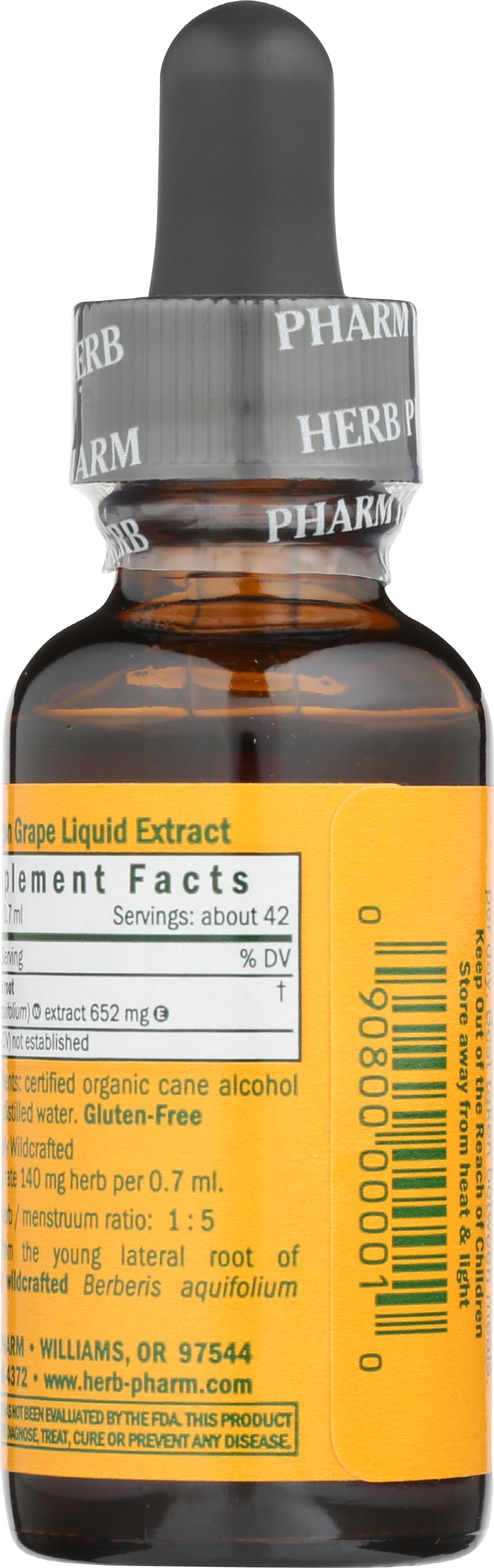 Herb Pharm etiqueta con detalle de ingredientes y análisis que aporta transparencia y confianza