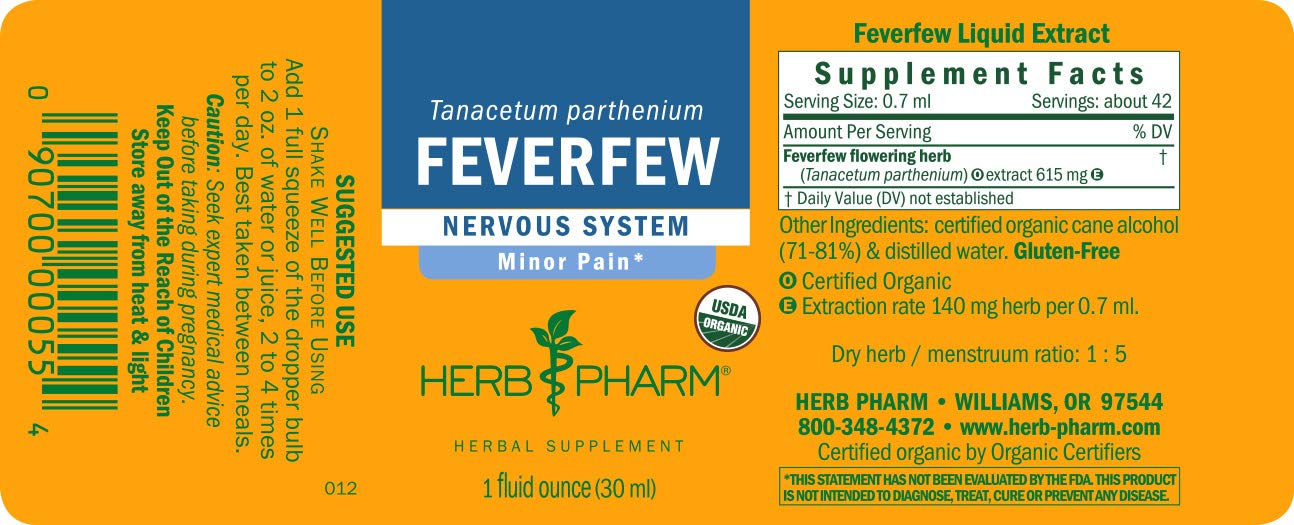 Herb Pharm etiqueta con certificación orgánica y análisis HPTLC