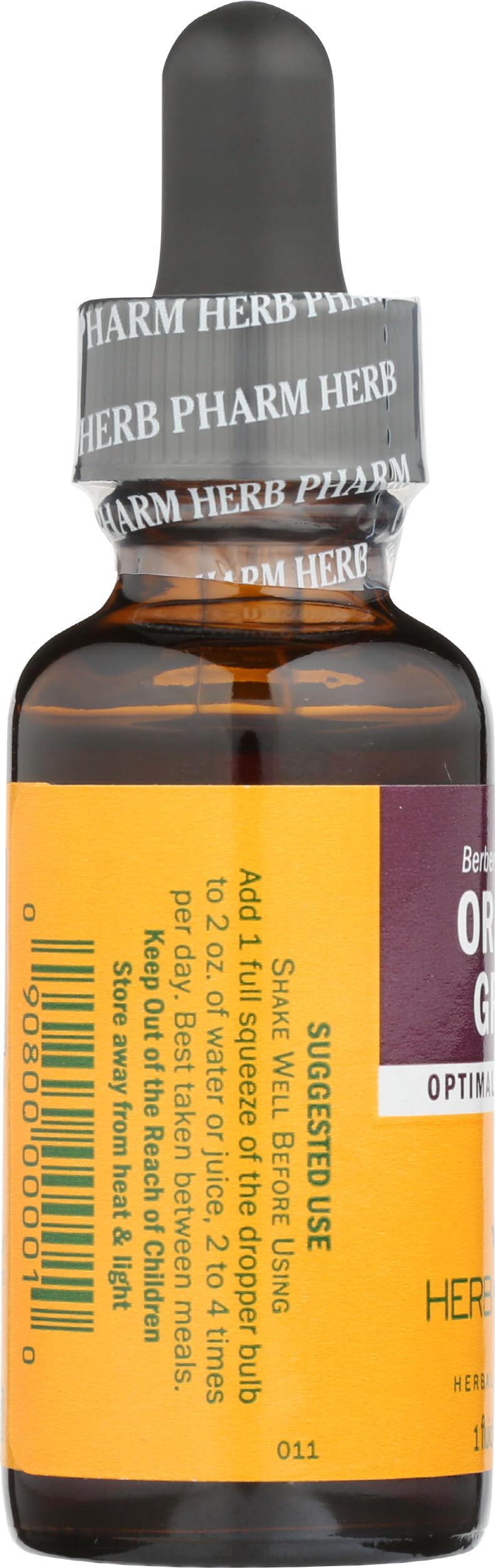 Herb Pharm frasco junto a una regla para comparar el tamaño y el volumen de 1 onza
