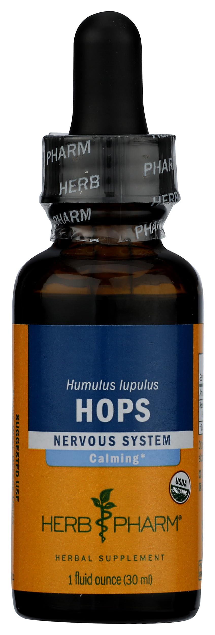 Herb Pharm frasco frontal mostrando extracto de lúpulo y etiqueta clara