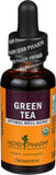 Herb Pharm botella frontal de extracto de té verde mostrando diseño y tamaño