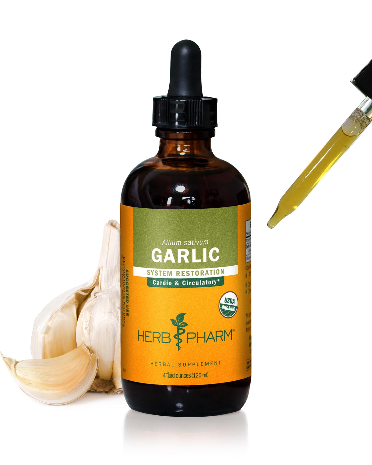 Herb Pharm frasco frontal mostrando el producto y su tamaño, confianza y calidad