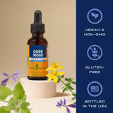 Herb Pharm primera plana de etiqueta con lista de ingredientes orgánicos