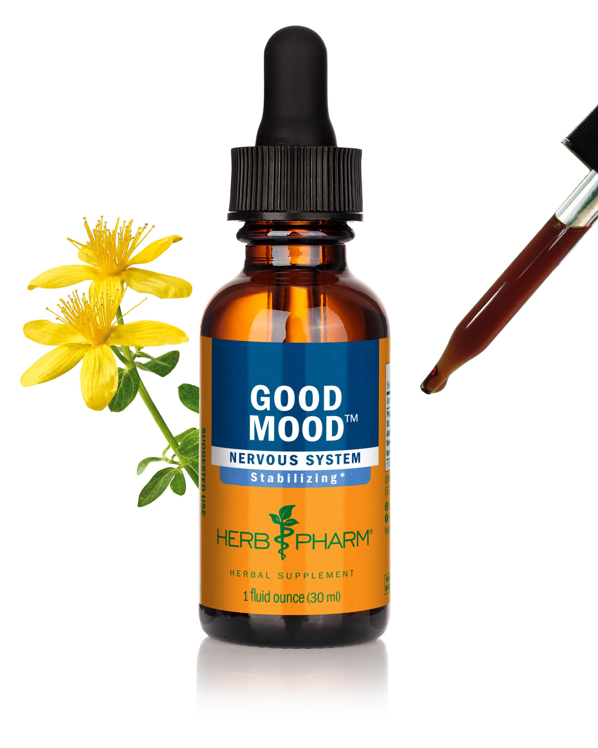 Herb Pharm botella frente mostrando el etiquetado claro y beneficios