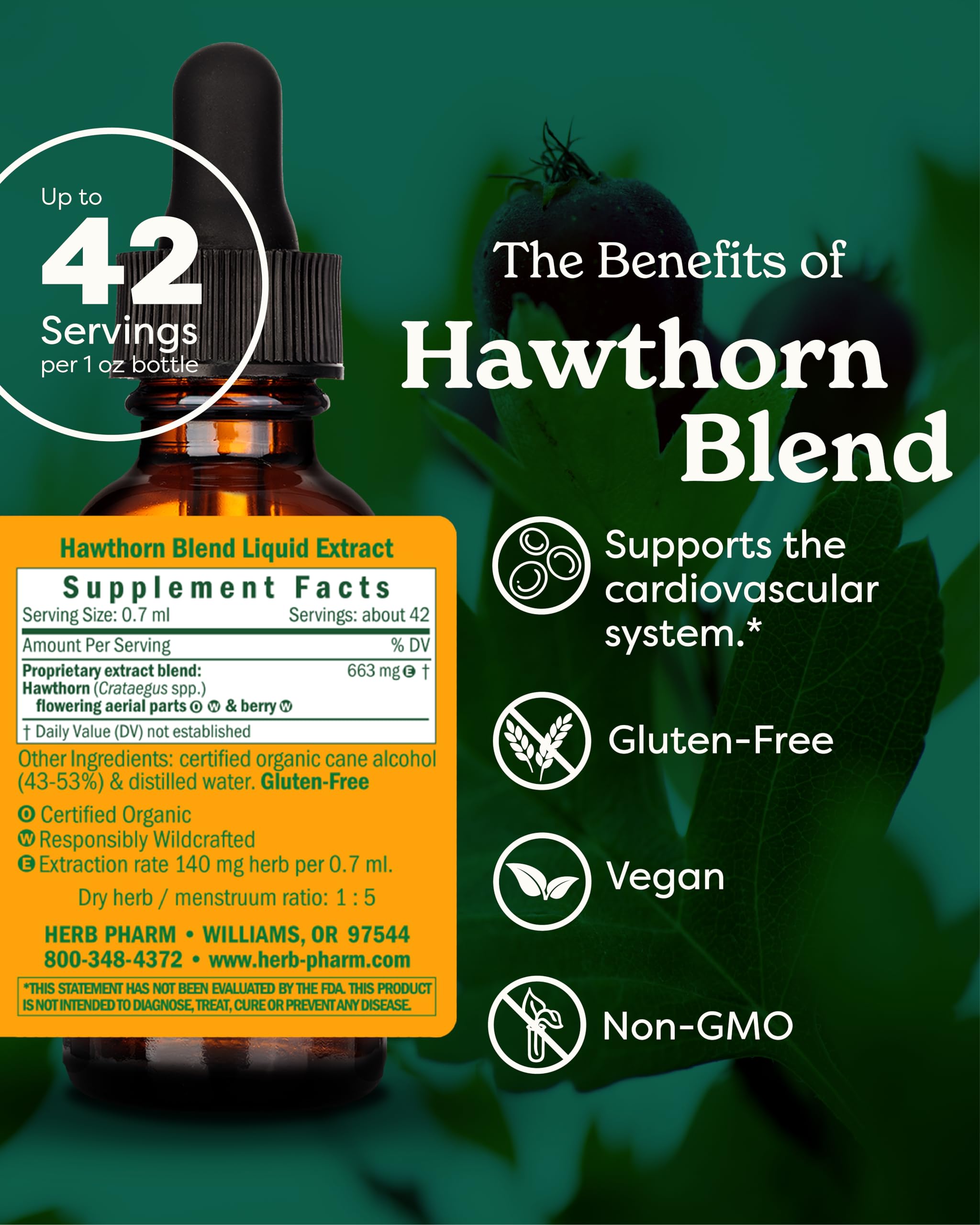 Herb Pharm cuentagotas vertiendo gotas para dosificación precisa