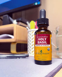 Herb Pharm hojas de Tulsi orgánico en close-up, origen claro