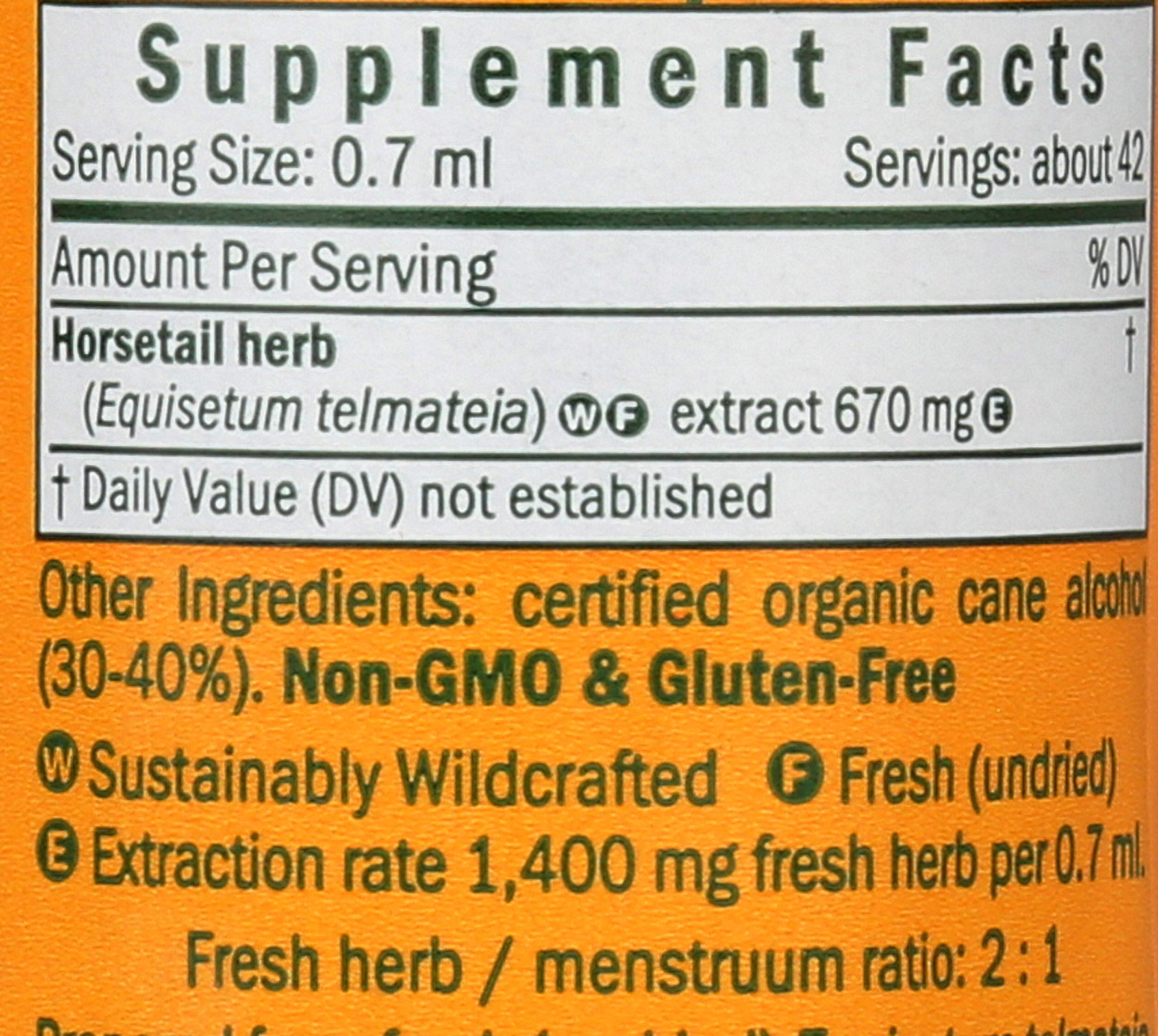Cuentagotas de Herb Pharm con gotas del extracto Horsetail listo para dosificar con precisión