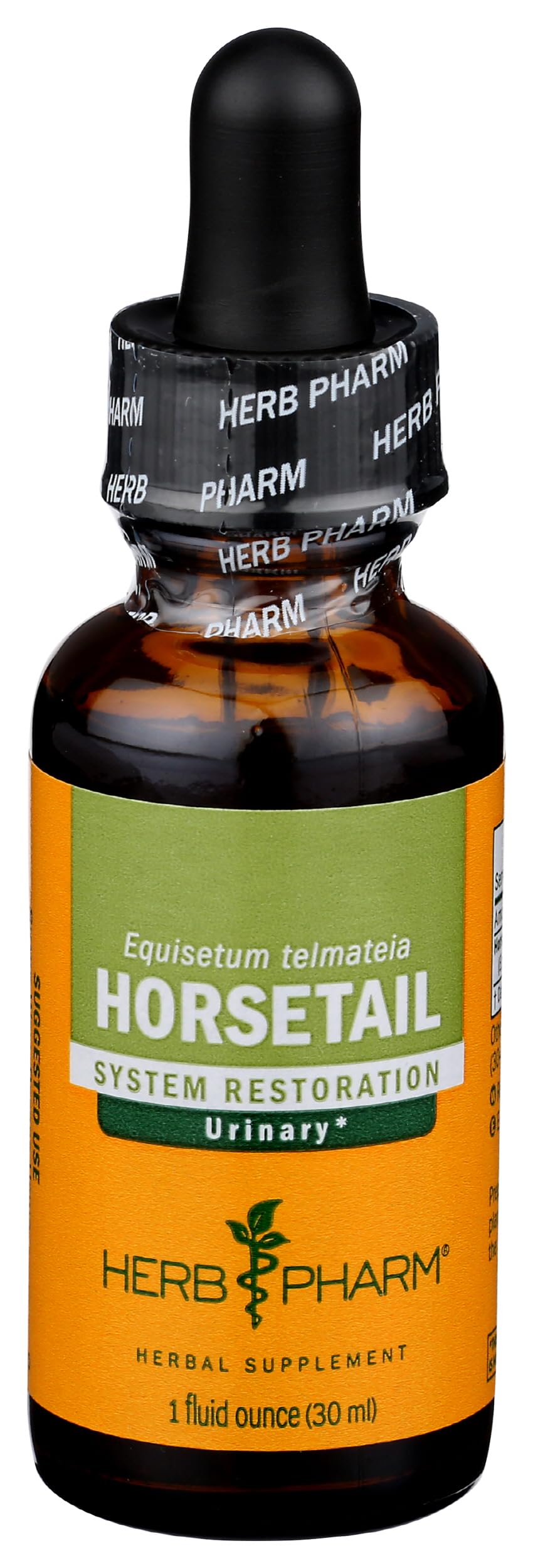 Herb Pharm frasco frontal del extracto Horsetail mostrando etiqueta clara y beneficio de apoyo urinario