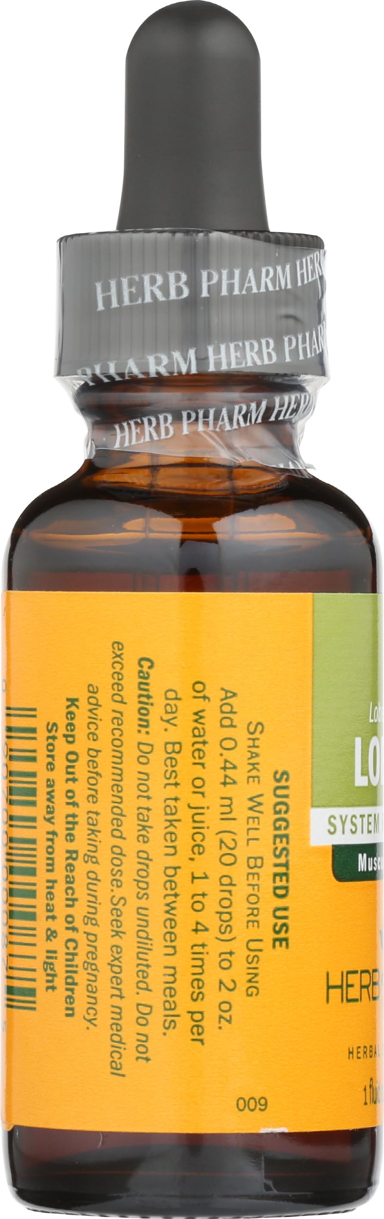 Herb Pharm botella sostenida en mano para comparar tamaño y escala