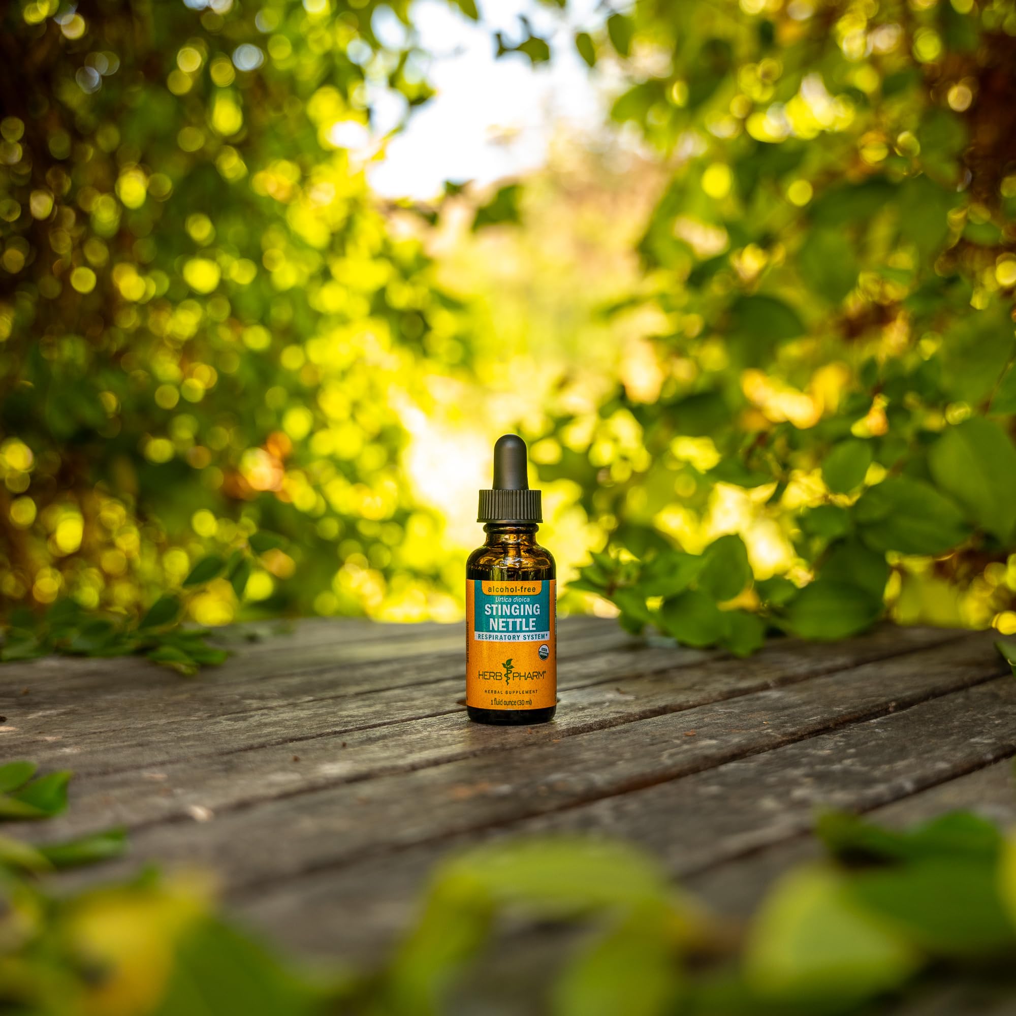 Herb Pharm botella junto a una regla para comparar tamaño 1 oz