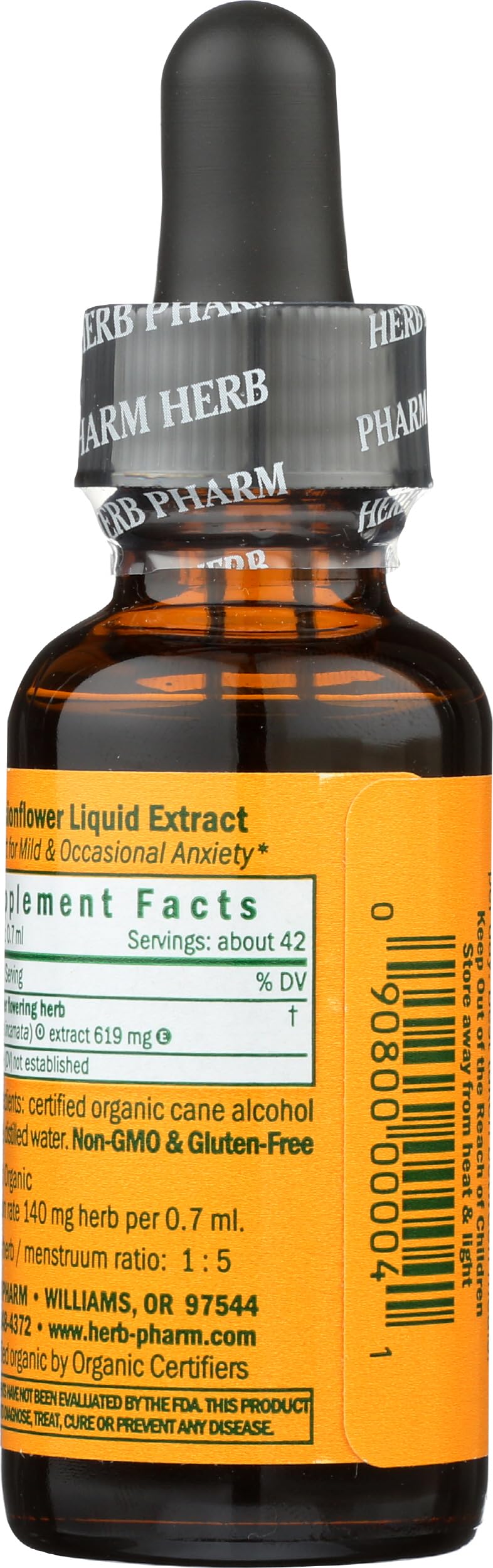 Herb Pharm etiqueta con ingredientes orgánicos y certificaciones claras
