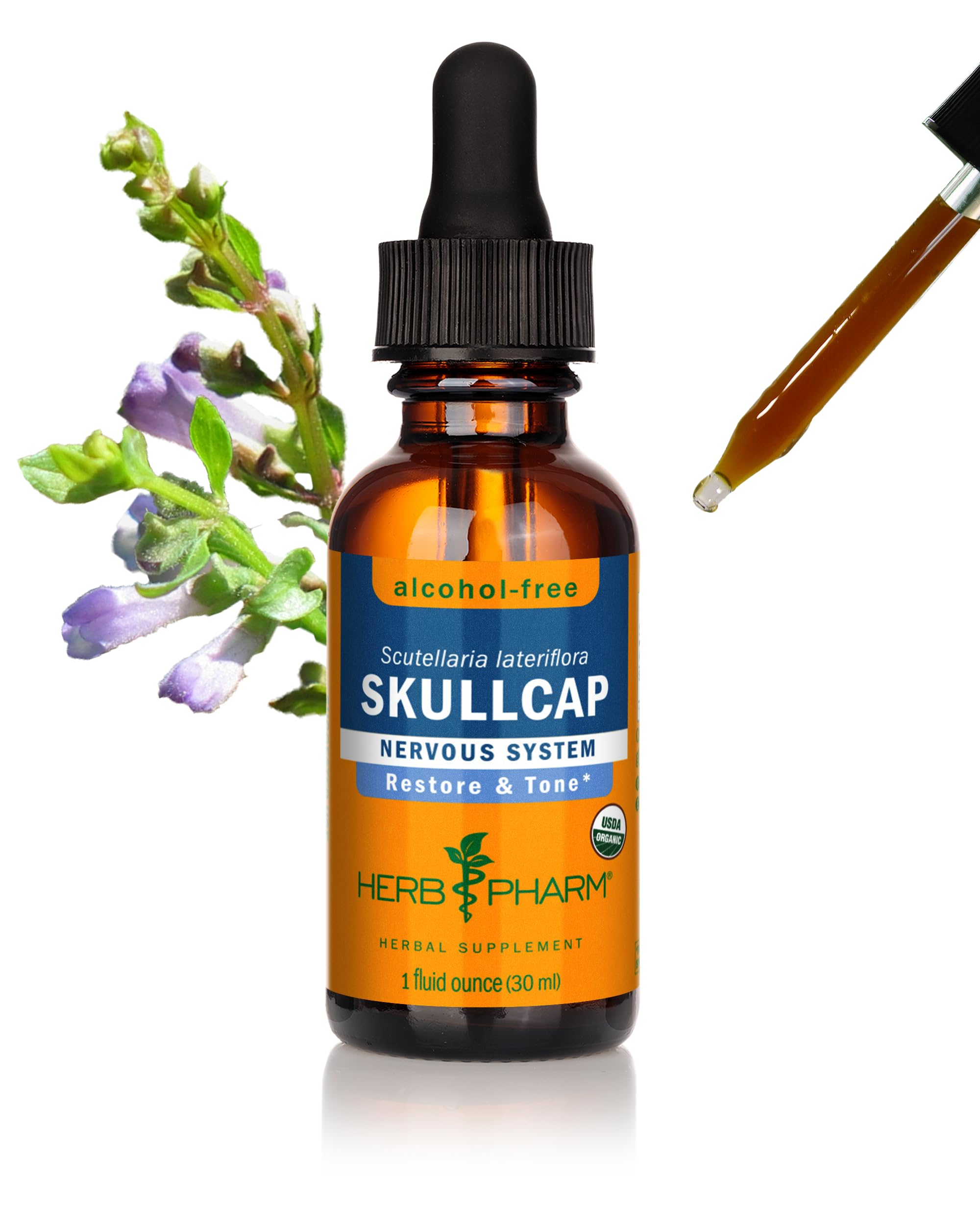 Herb Pharm botella frontal mostrando etiqueta clara y confianza