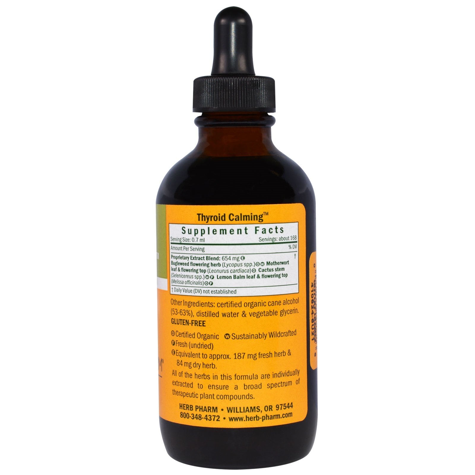 Herb Pharm close-up del gotero con gotas para dosificar fácil y absorción rápida