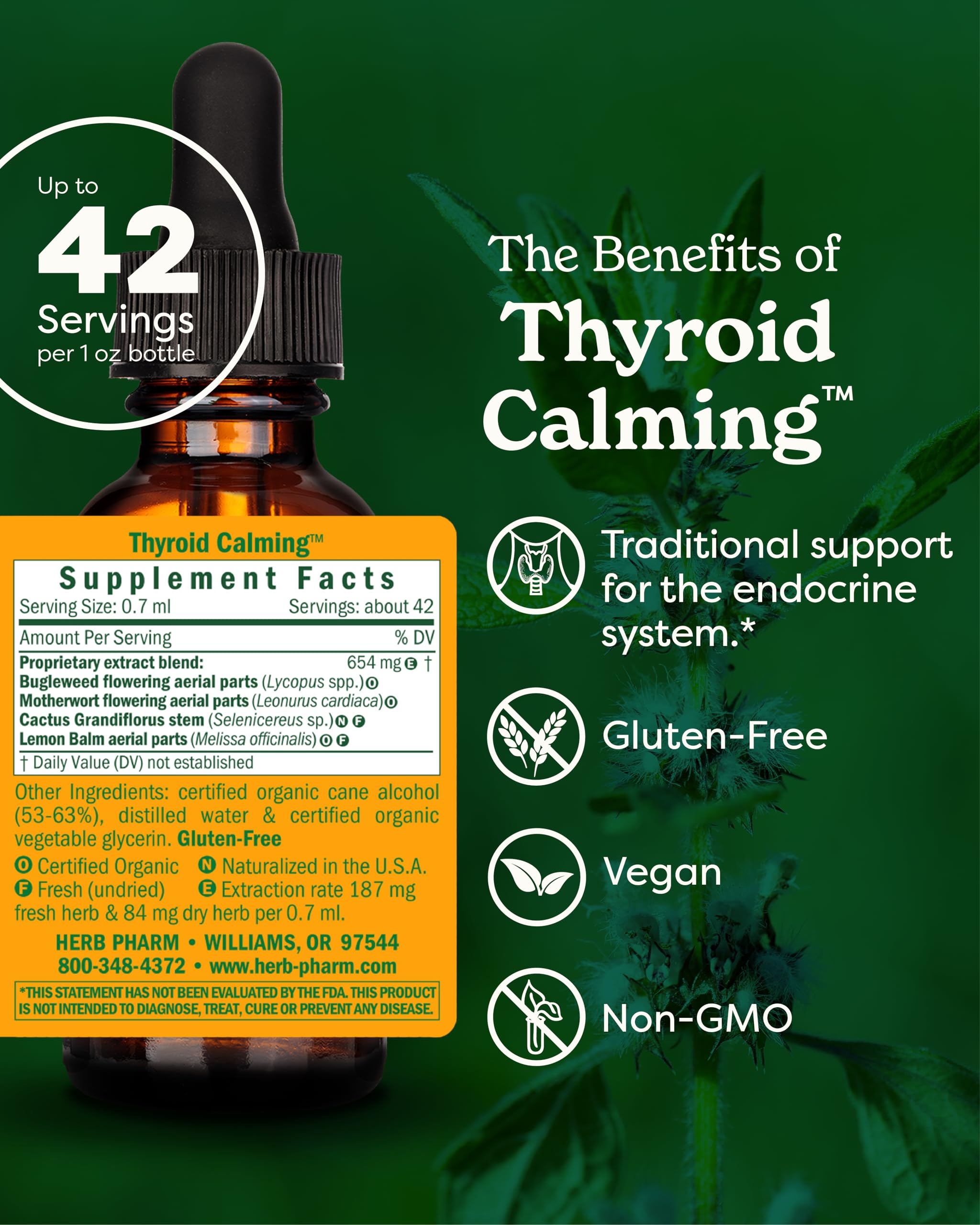 Herb Pharm etiqueta detallada con ingredientes y beneficio de trazabilidad