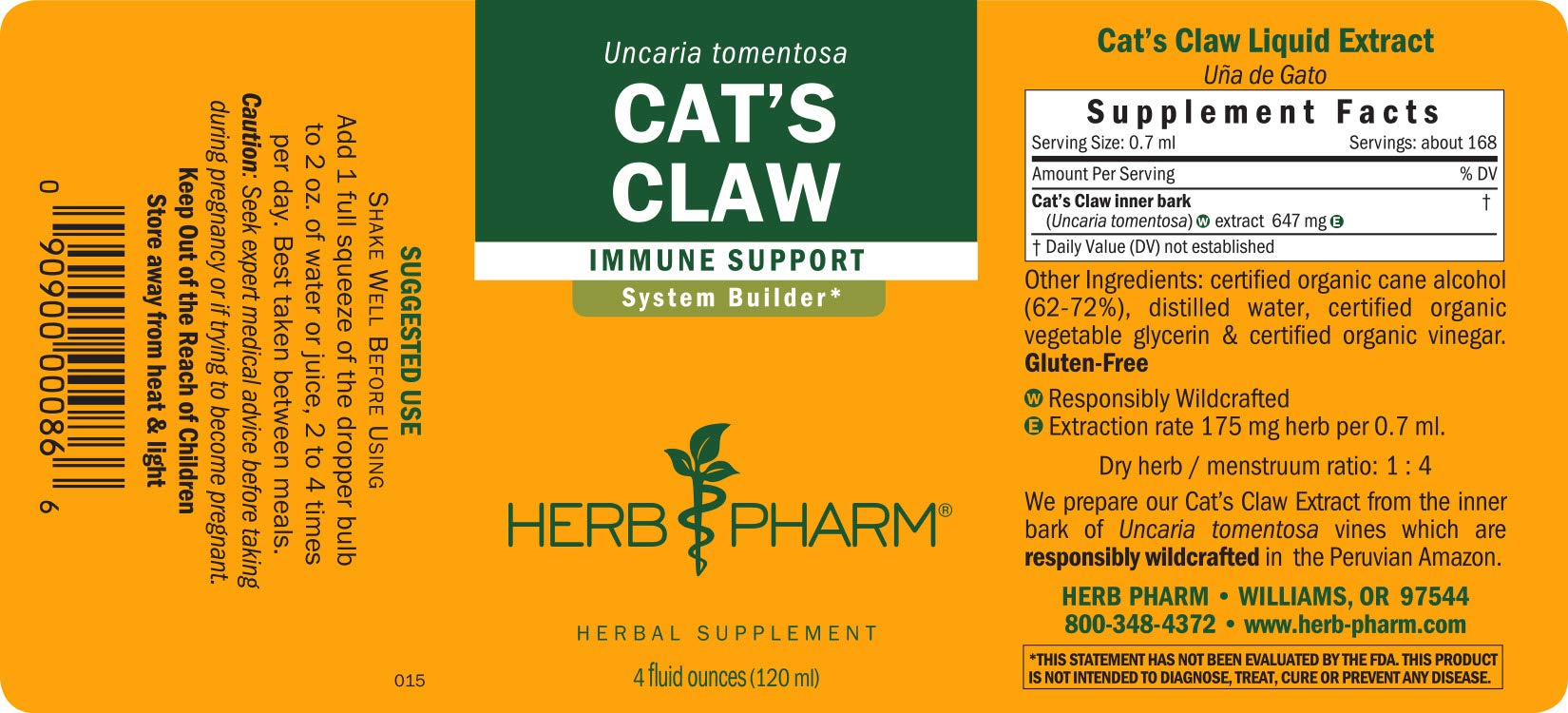 Herb Pharm líquido de Uña de Gato mostrando color y textura para absorción rápida