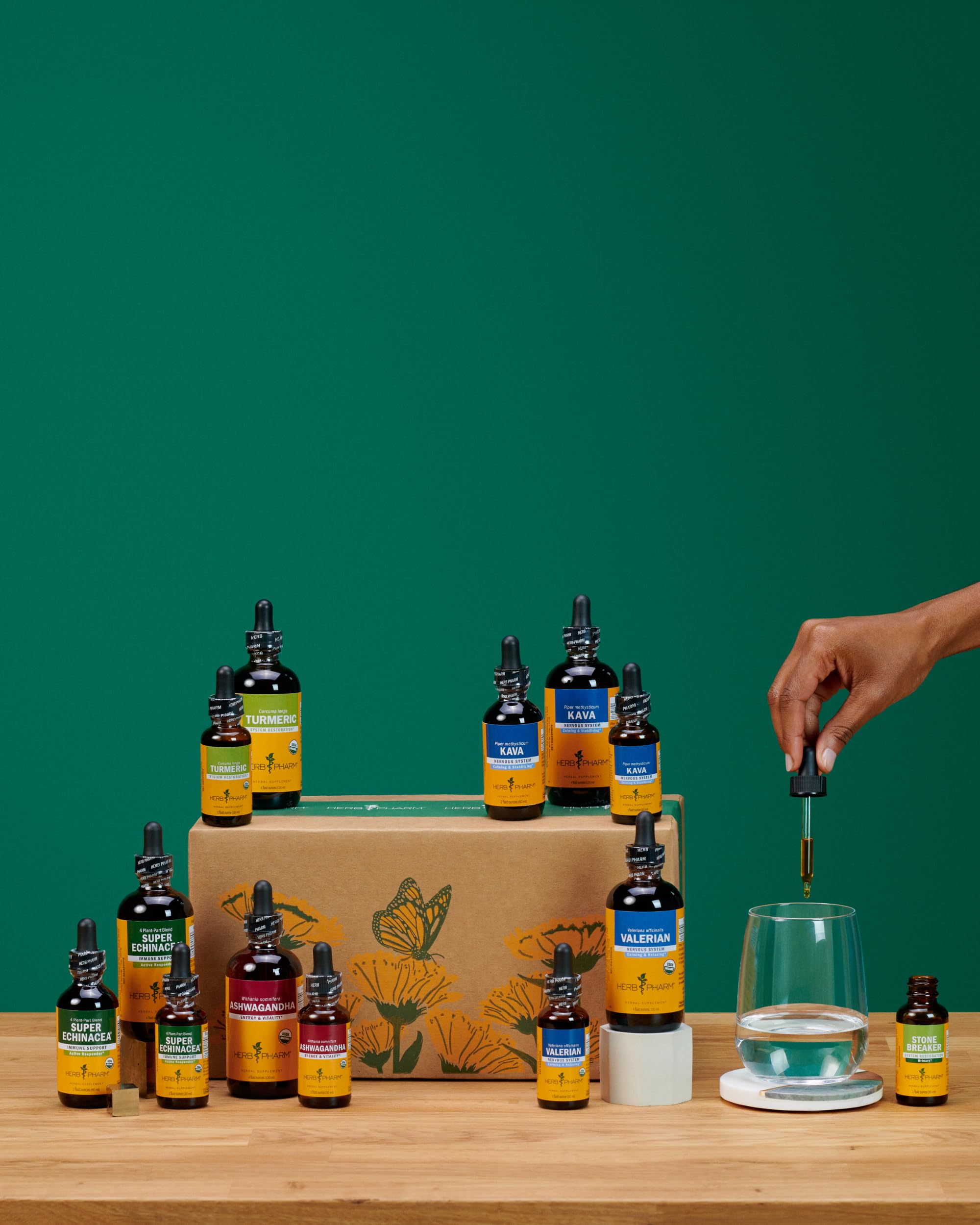 Herb Pharm frasco con cuentagotas y guía de medición para dosis clara