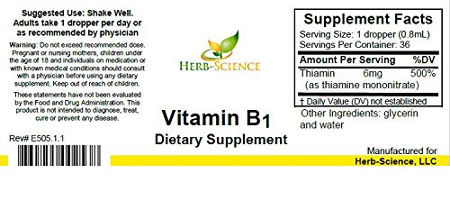 Herb-Science etiqueta nutricional visible con información de tiamina y porciones