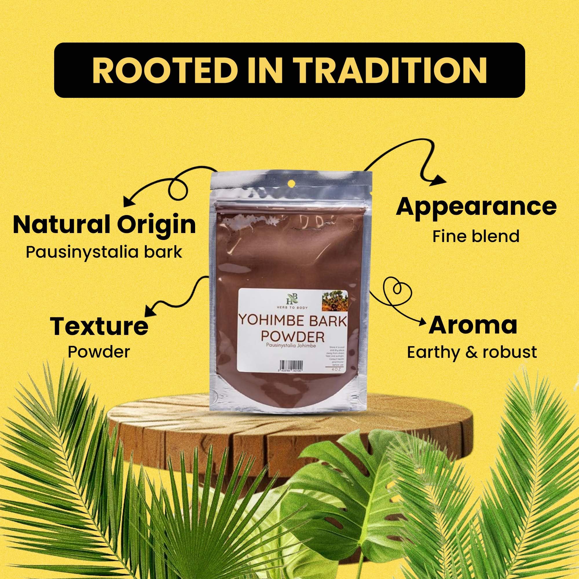 Herb To Body etiqueta del producto con detalle de origen y sellado