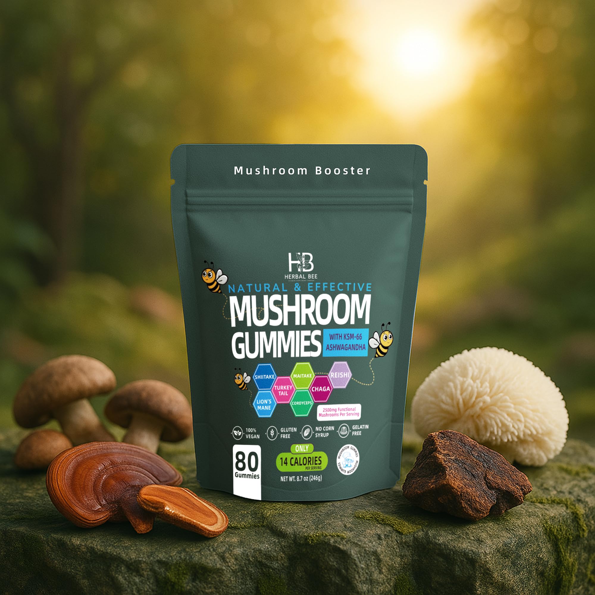 Gominolas Herbal Bee en la mano para visualizar porción, ayuda a dosificación práctica