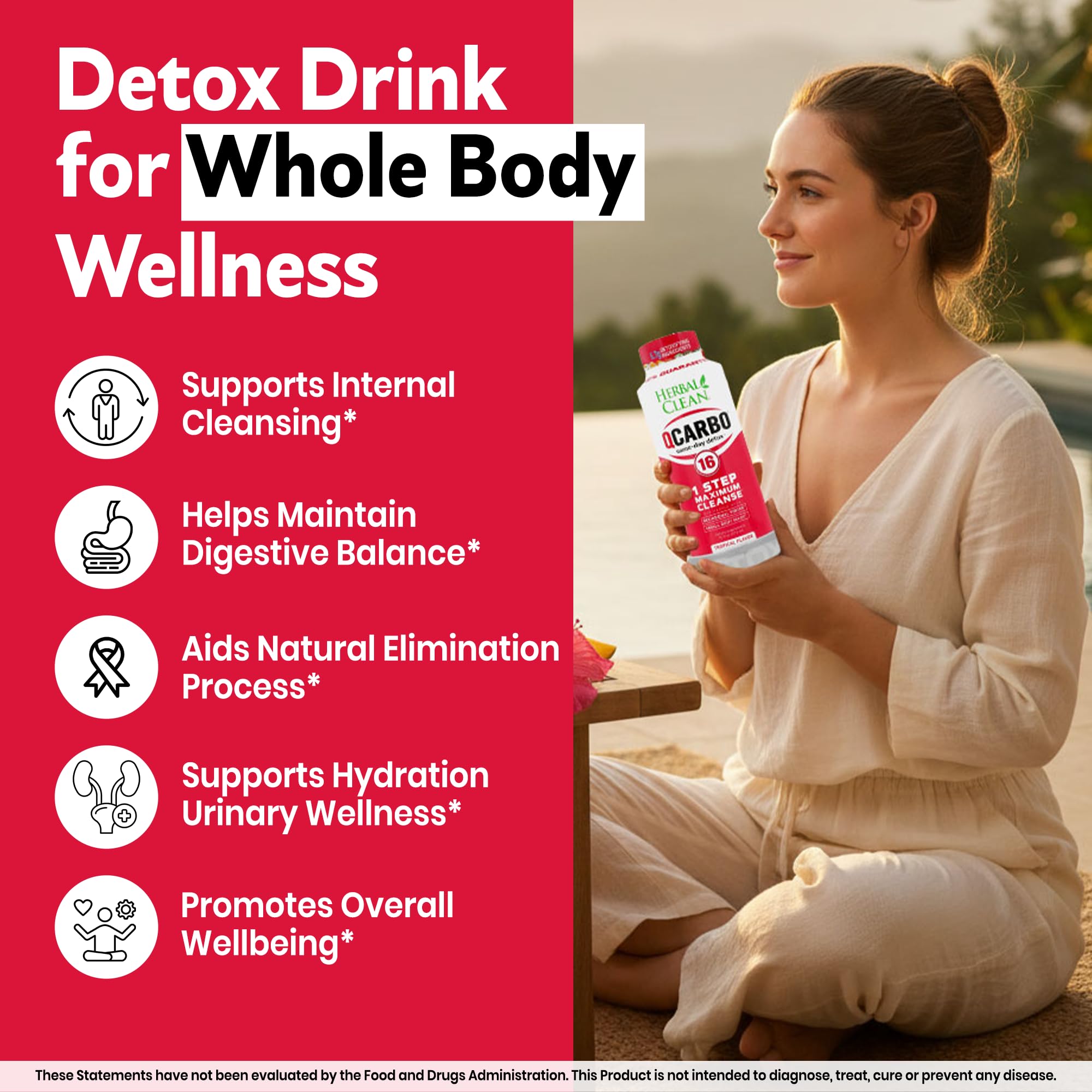 Herbal Clean etiqueta con lista de ingredientes y beneficios visibles