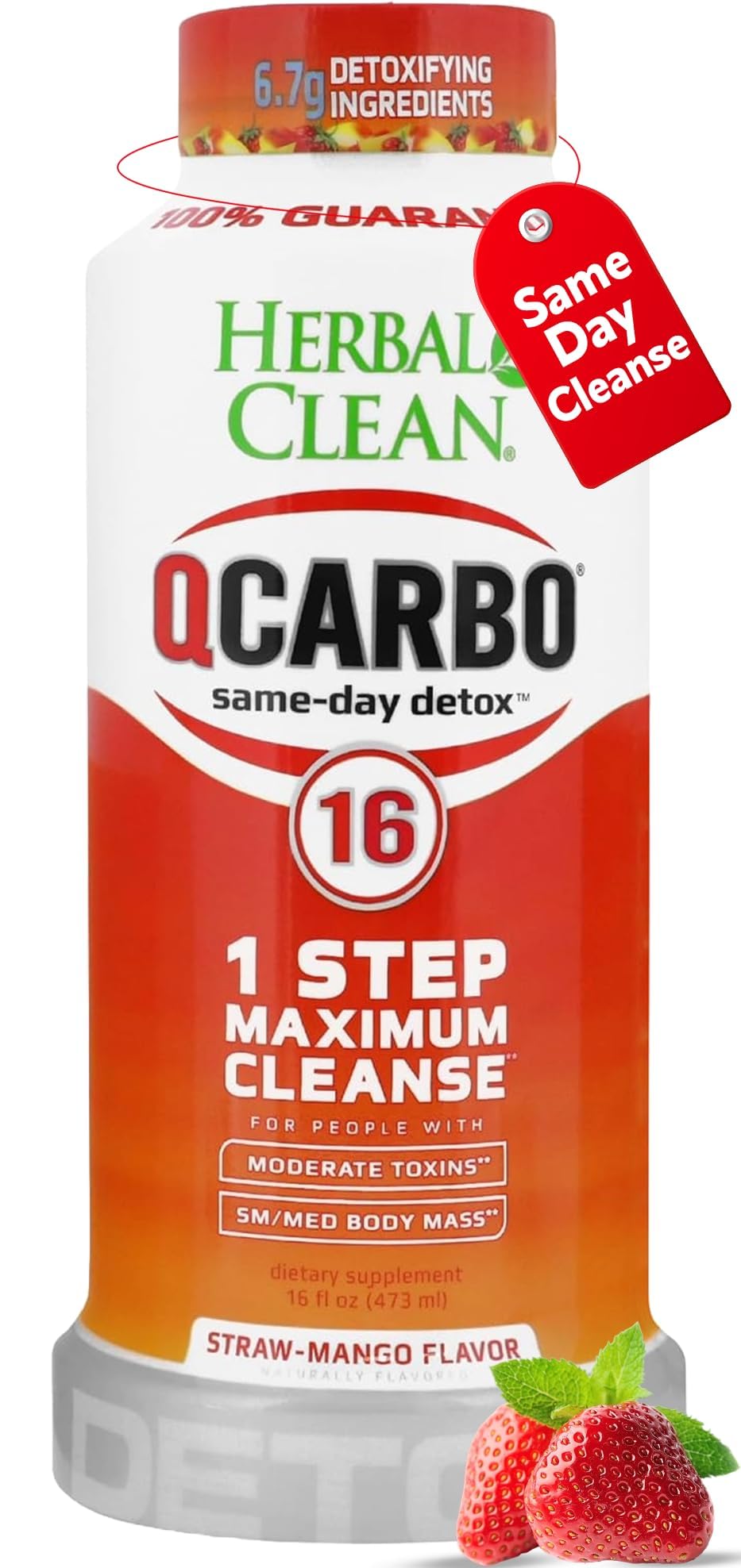 Herbal Clean Qcarbo16 frontal del envase, presentación clara y lista para beber