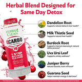 Herbal Clean botella junto a smartphone para ver escala y tamaño real