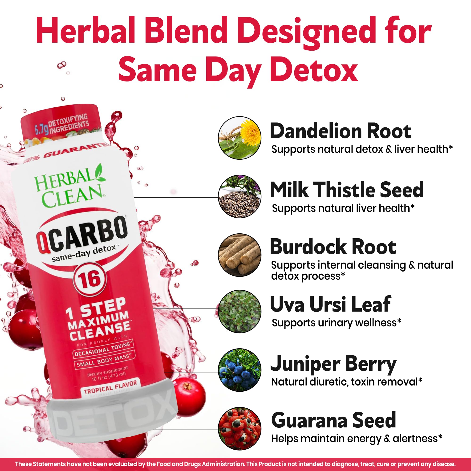 Herbal Clean Qcarbo16 persona sosteniendo botella fácil de usar y práctico