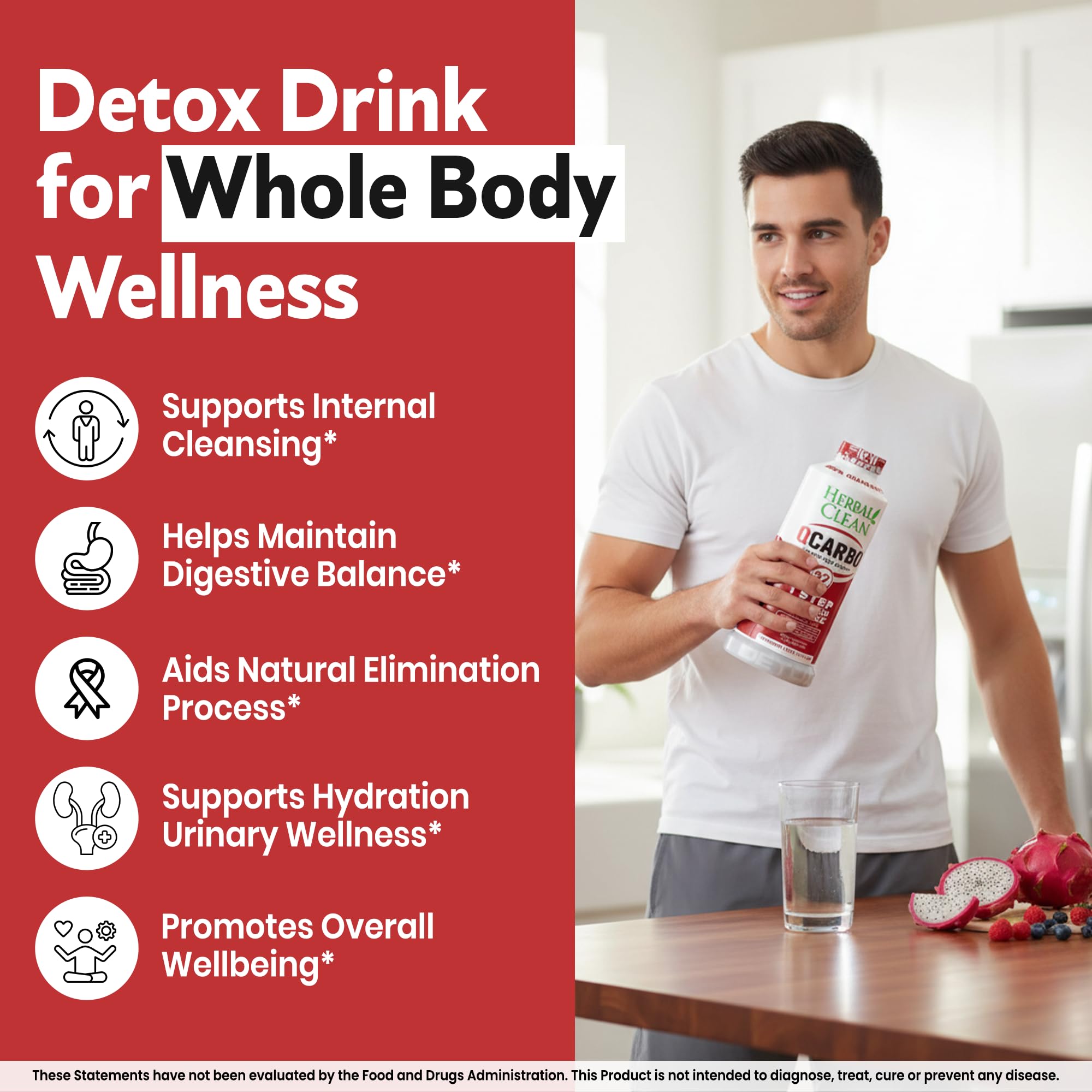 Herbal Clean junto a una regla para comparar tamaño real de la botella, ventaja práctico
