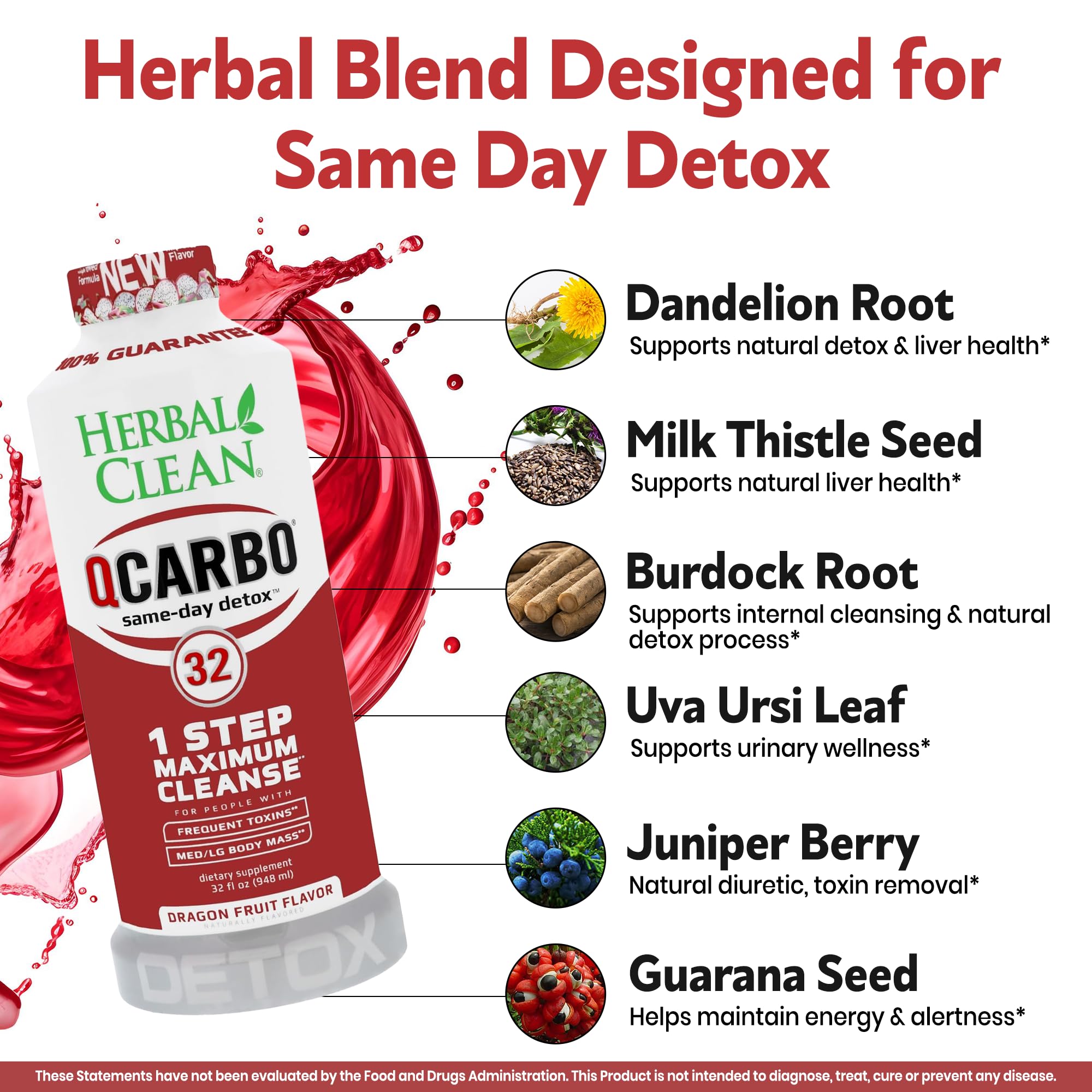 Herbal Clean detalle de textura del líquido, enfoque en mezcla herbal y sensación suave