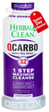 Herbal Clean qcarbo32 frente botella y etiqueta clara, práctico para un día