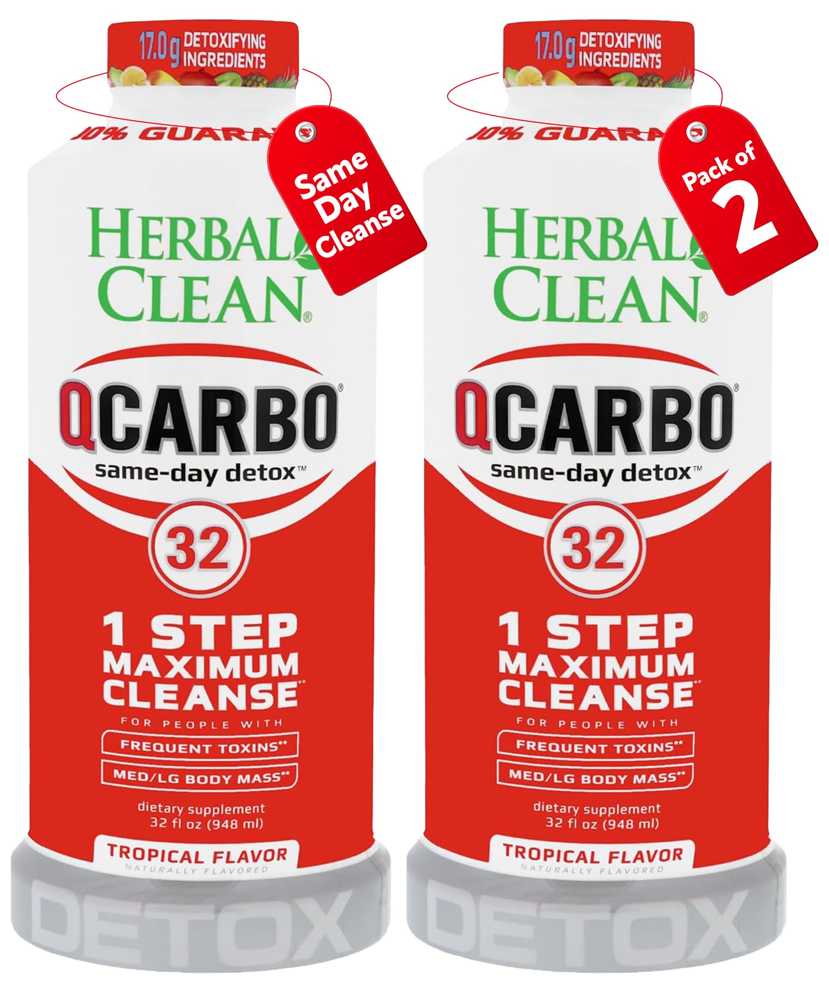 Herbal Clean vista frontal del pack de 2 botellas con sabor tropical, fácil de llevar