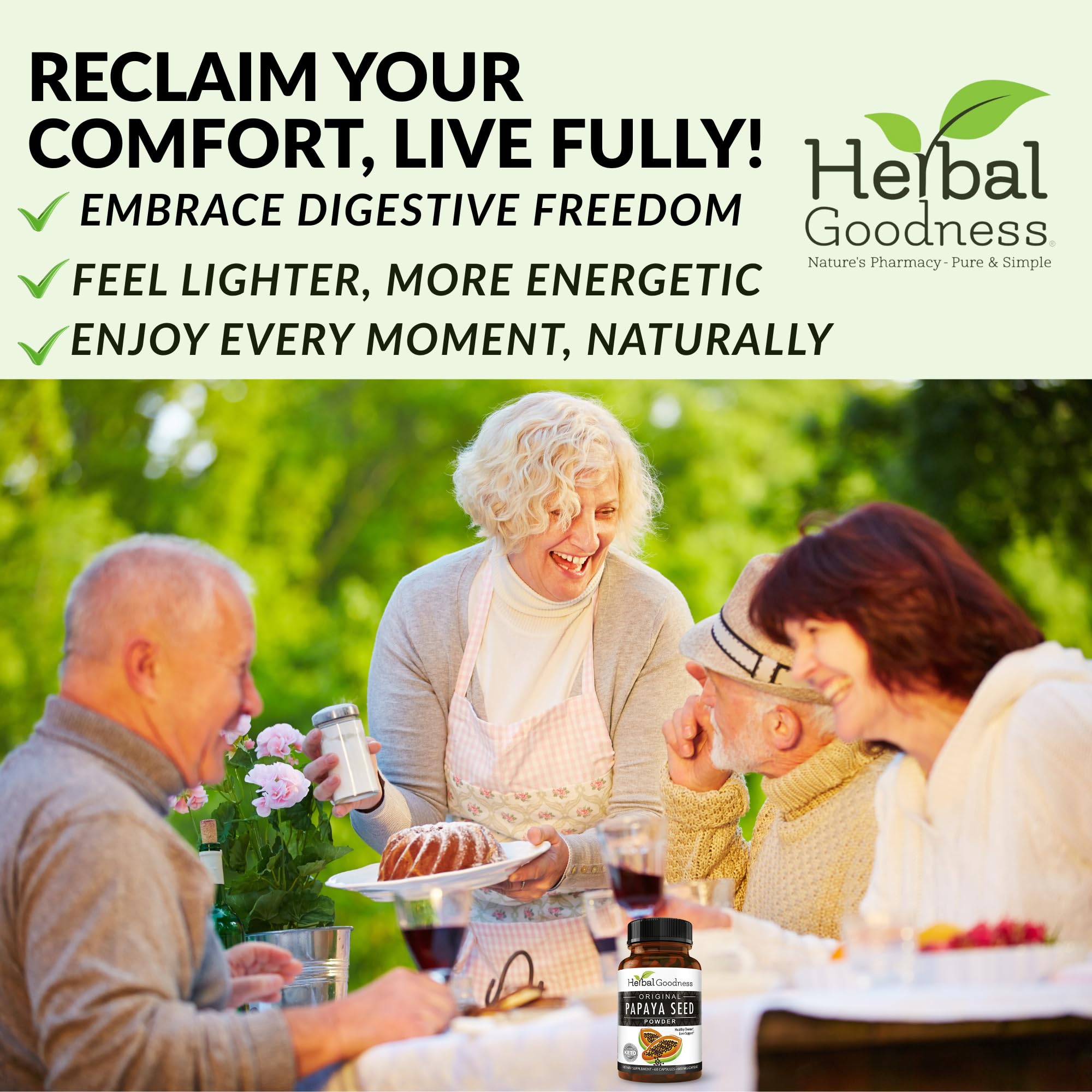 Herbal Goodness cápsulas abiertas con polvo para ver contenido visible