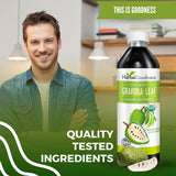 Herbal Goodness comparación de tamaño con mano para referencia de 12 oz