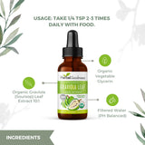 Herbal Goodness frasco 1oz en mano para comparar tamaño real