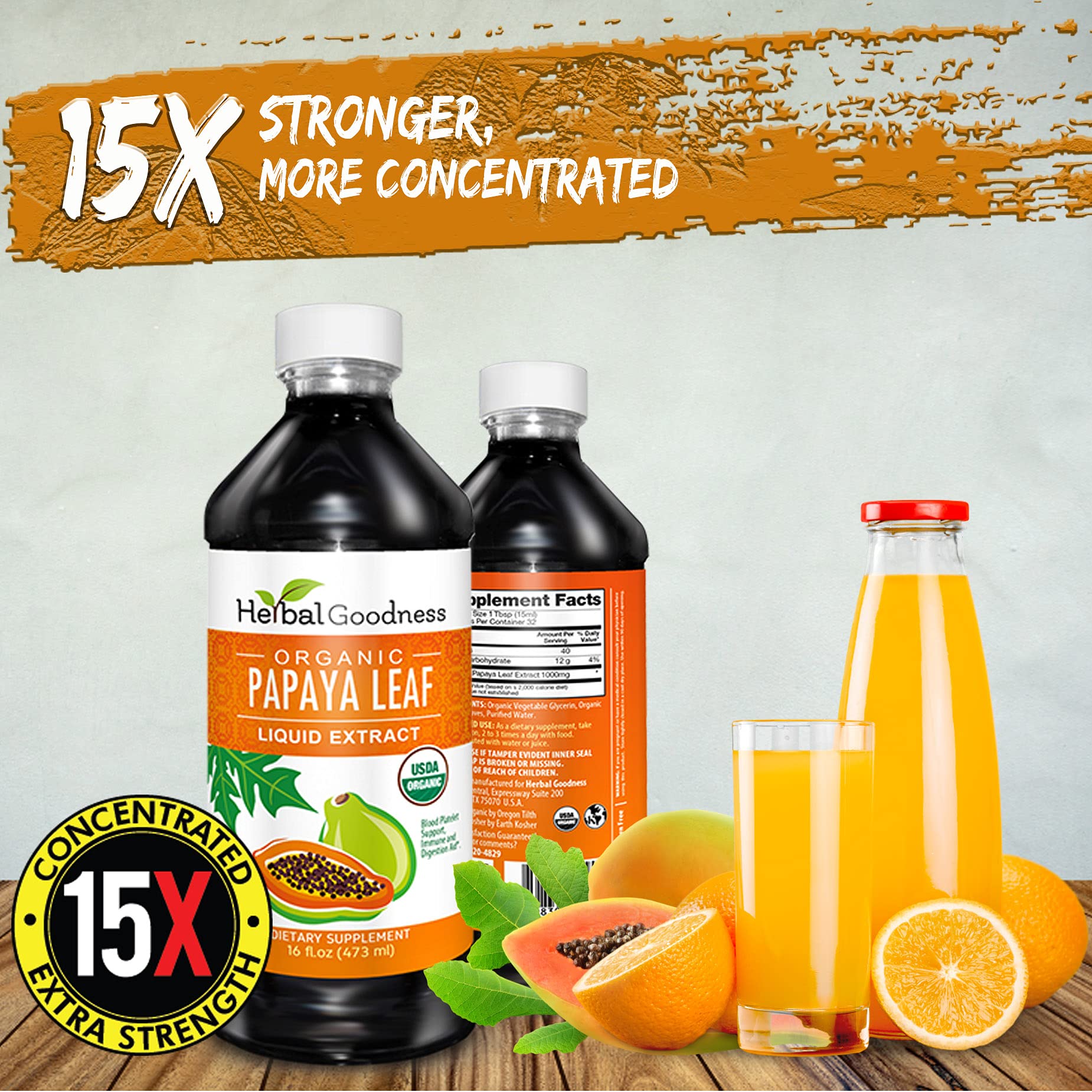 Herbal Goodness envase ámbar que protege el producto de la luz y mantiene su potencia