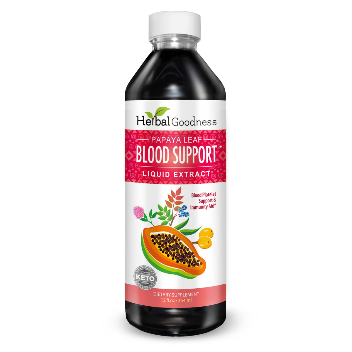 Herbal Goodness frente del envase mostrando diseño y tamaño práctico