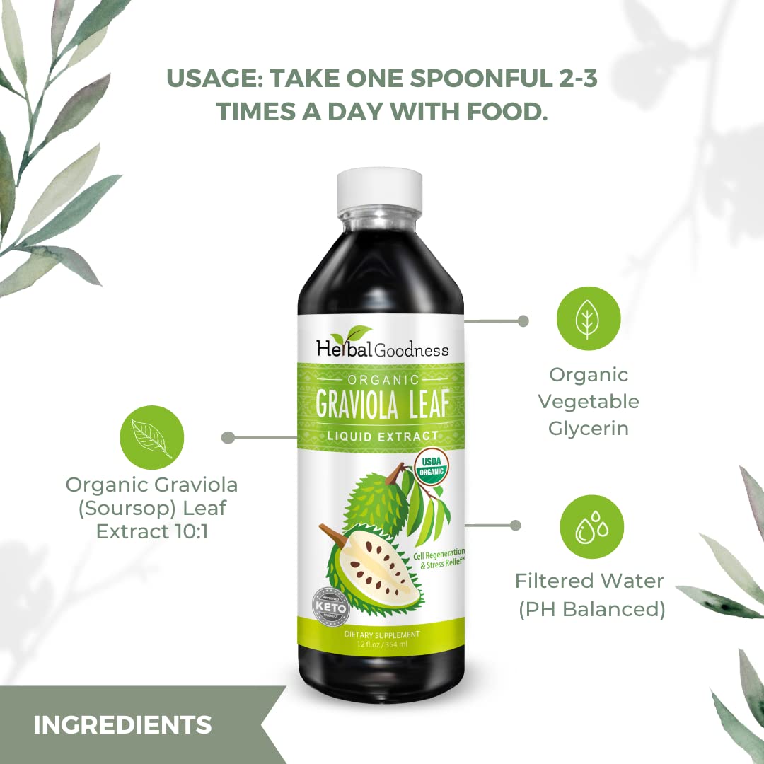 Herbal Goodness hojas de guanábana orgánicas frescas, origen vegetal certificado