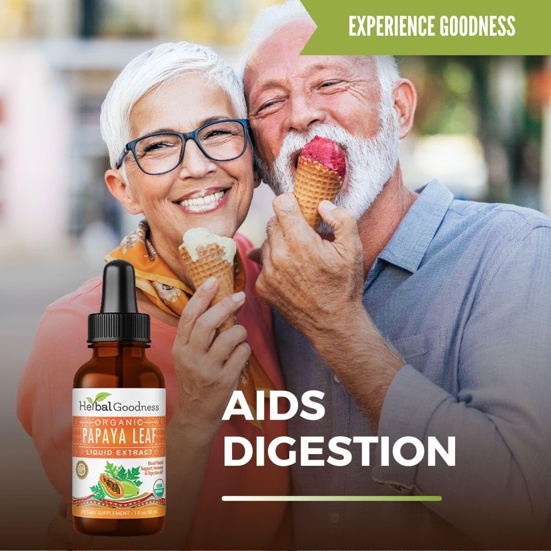 Herbal Goodness hojas de papaya crudas usadas como materia prima orgánica