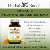 Herbal Roots botella abierta con cápsulas dentro beneficiando la conveniencia